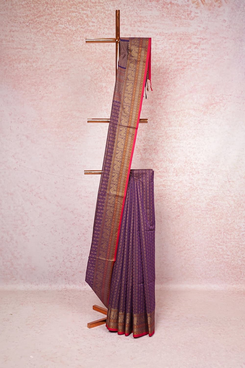 Violet Cotton Designer Saree